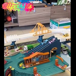 Đồ chơi Trạm dịch vụ đường cao tốc Thành phố / Đường đua qua Trạm dịch vụ đường cao tốc xe chạy tự động đường đua 2 tầng...(TẶNG PIN)