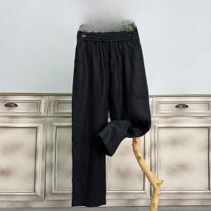 PENGUINDANCE | กางเกงขายาวทรงหลวมสไตล์ลำลองสำหรับผู้ชาย ผ้าลินินแท้ ทรงตรง บาง ระบายอากาศได้ดี สำหรับใส่ไปทำงานในช่วงฤดูร้อน