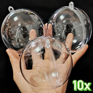 4-8CM Christmas Transparent Balls Hollow DIY Plastic Fillable Bauble Xmas Tree Hanging Ornaments Home Party Gifts Box Decor