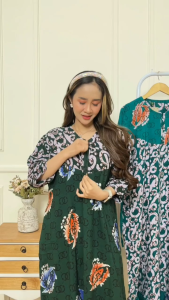 Sekdress Maura Jumbo Ld 120cm Busui Rayon Tebal / Dress Batik Cap Jumbo / Daster Jumbo Batik Cap