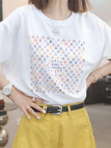 Áo Thun Tay Ngắn Thời Trang Thường Ngày Cho Nữ Mùa Hè 2025 Dáng Rộng in Họa Tiết Cổ Tròn Tay Ngắn Thiết Kế Mới