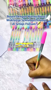 Pulpen Gel Tinta Pelangi CC-717-12 | Gel Pen Tinta Warna-Warni | Pulpen Gel Rainbow Blinkpen