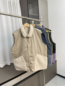 Double-Sided Wearable Comfortable Fleece Mens Vest Autumn Casual Versatile Youth Trendy Collared Sweater for Couples