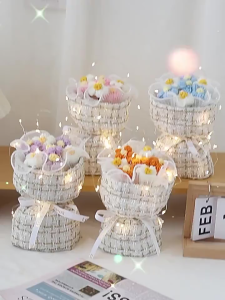 【1-3 Days Delivery】Mini Rose Knitted Flower Artificial Flower Crochet Flower Bouquet Birthday Party Festival Gift Decor
