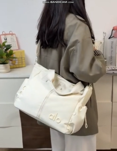 Alo Women Tote Handbag Large Capacity Detachable Shoulder Strap Multi Pocket Waterproof Gym Travel Daily Commute Shoulder Bag