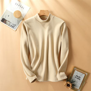 ZISU | Warm Thick Flannel Under Shirt Half-High Collar Long Sleeves