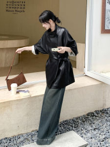 Black Fashionable PU Leather Jacket Womens Outerwear 2025 Autumn Season Versatile Street Style Short Zipper Coat