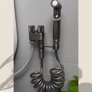 Bathtub Faucet Type Toilet Water Spray Device with Pressure Boosting Dual Control & Two Outlets for Bathroom Corner Valve Upgrade
