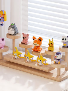 Multi-Layer Solid Wood Desktop Display Shelf Office Desk Storage Area Cosmetic Small Figurine Showcase Organizer Flower Stand