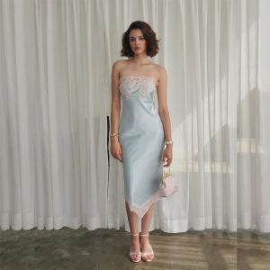 French Luxury Lace Satin Slimming Elegant Dress