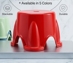 HEAVY DUTY DURABLE PLASTIC STOOL – STRONG & STURDY STACKABLE DESIGN – PERFORATED ANTI-SLIP TOP SURFACE – SPACE SAVING MULTI-PURPOSE STOOL FOR HOME BATHROOM 20