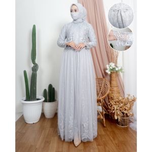 GAMIS BUSUI SHIREEN/ KEBAYA MODEL ROMPI FULL BRUKAT TILE LAPIS VELVET FREE MASKER