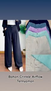 ( PROMO ) KULOT JENIE LOOSE PANTS TROUSERS RESLETING CRINKLE AIRFLOW PREMIUM / CELANA KERJA WANITA KANTOR FORMAL CASUAL ANTI KUSUT / CULLOTE PANTS JENNIE JUMBO / TERMURAH TERLARIS TERBARU 2024 / BISA COD