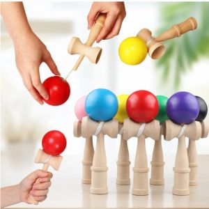 Painted Wood Kendama Toy Fitness Balls Train Eye-hand Coordination for Children Adults Outdoor Juggling Fun Sports Ball