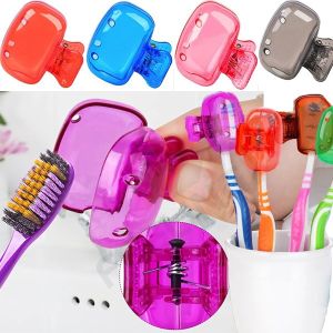 20PCS Travel Toothbrush Covers Clips Transparent Dustproof Toothbrush Head Holder for Manual and Powered Toothbrush Case for Household Travel