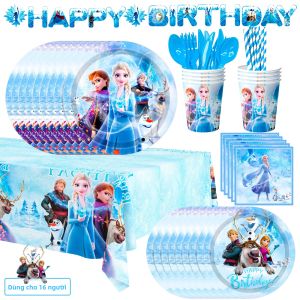 Bộ Đồ Dùng Tiệc Sinh Nhật Frozen 144 Món - Đồ Trang Trí & Đồ Dùng Bàn Ăn Tiệc Elsa Của Disney Bao Gồm Đĩa Khăn Ăn Băng Rôn Cho Tiệc Trẻ Em