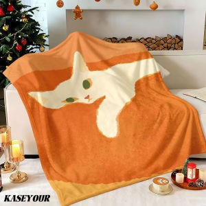 Beast Kingdom | Warm Tone White Cat Winter Summer Flannel Blanket Throw Fleece Soft Fuzzy Plush Cozy Fleece Blankets for Sofa Ideal Gifts