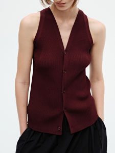 French Style Retro V-neck Knitting Vest Womens Cardigan Fancy Elegant Slim Fit Waistcoat Vest Sleeveless Tops Outerwear