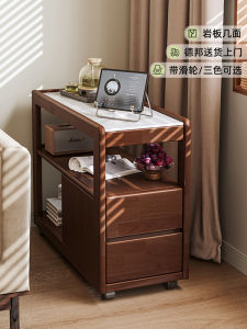 Luxurious Rock Surface Wooden Sofa Table Nordic Style Living Room Small Household Moveable Side Table Tea Time Side Cabinet