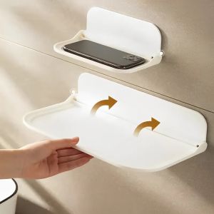 Giá treo nổi bằng nhựa treo tường không đục lỗ kệ treo tường gấp gọn bệt vệ sinh phòng tắm giá đựng quần áo khăn