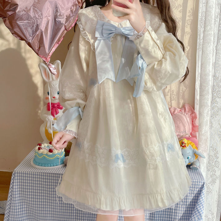Váy Xòe Liền Áo Kiểu Nhật Bản Đáng Yêu Lolita Giá Thật Váy Cổ Búp Bê Váy  Liền Phong Cách Ngọt Ngào | Lazada.vn