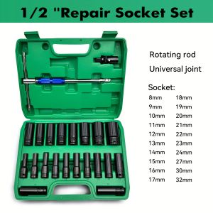 NiuXiang | 22pcs Adjustable Electric Wrench & Socket Set - Hex Keys Air/Hydraulic/Electric Operation Carbon Steel with Toolbox
