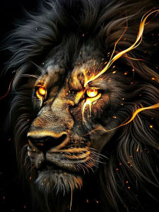 Huacan New Arrivals 2026 DIY Diamond Painting Dark Gold Flame Lion Diamond Embroidery Animal Complete Kit Decorative Paintings