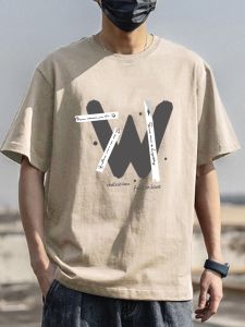 Breathable Cotton T-shirt for Men Short Sleeve Summer Style Trendy Hong Kong US Brand High Street Heavy Duty Pure Cotton