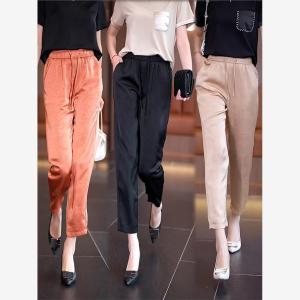 Ice Silk Cropped Harem Pants Womens Summer Thin 2024 New Arrival High Waist Slim Looking Cool Pants Drape Casual Tappered Pants