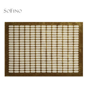 SoFINO | Retro French Bauhaus Green Brown Checkered Milk Silk Home Carpet