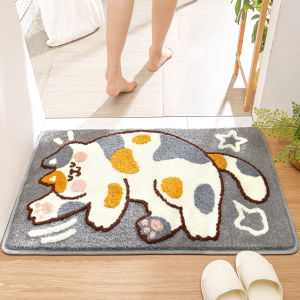 VIKAMA Cartoon Cashmere Floor Mats Bathroom Water-Absorbent Non-Slip Foot Mats Home Wear-Resistant Water-Absorbent Carpet