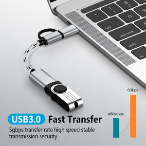 2 IN 1 USB OTG Micro USB+Type-C to USB 3.0 Ultrahigh speed For Android Smart Phone Tablets PDAs Converter Cable B191