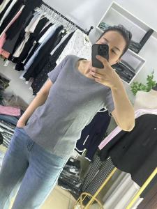 Slimming Effect Short Sleeve T-Shirt Fashionable Ribbed Cotton Square Collar Versatile Summer New Arrival Hidden Meat Covering Top