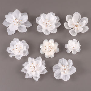 Acrylic Imitation Pearl Flowers Frosted Petal Sewing Patch for Wedding Clothing Decor DIY Crafts Jewelry Making Accessories NONE