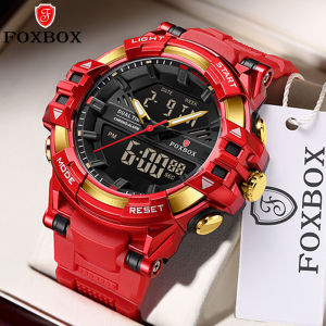 LIGE Sub Brand Foxbox LED Digital Men Watch Military Style Sports Electronic Double Display Date Waterproof Quartz Watch + Box