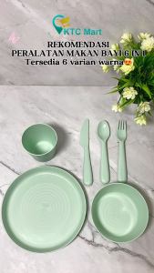 IKEA 6 in 1 Peralatan Makan set Anak Sendok Garpu Gelas Food Grade Aman BPA Free Tahan Lama KTCmart