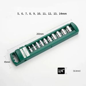 Hex Socket Wrench Head Set For Ratchet 1/4 3/8 1/2 Short Long Socket Deep Nut Driver Sleeve Spanner End Ratchet Tool With Holder