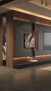 Engineered Wood TV Console Wall Modern Luxury Design HDB Condo Landed Custom All Sizes Professional Delivery