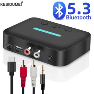 Kebidumei | USB Bluetooth 5.3 Audio Receiver Adapter Wireless Stereo Music 3.5mm AUX R/L RCA Support U-Disk Playback For Desktop Speaker Amp