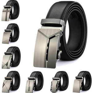 Large Size Genuine Leather Belt with Automatic Buckle for Young People Double Layer Cowhide Business Waist Belt Pants Belt