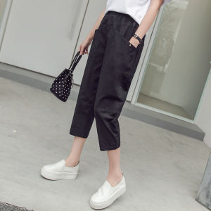 High Waist Cotton Linen Loose Womens Seven-Foot Pants Spring Autumn Small Size Eight-Piece Casual Harlan Trousers