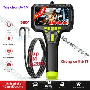 Màn Hình IPS 5 Inch 360 Độ ° Ống Nội Soi Công Nghiệp Chống Nước IP67 Đường Kính 6mm Có Khả Năng Khớp Nối Tích Hợp Bộ Nhớ 64G Dùng Cho Kiểm Tra Động Cơ Ô Tô Đường Ống Và Hệ Thống HVAC.