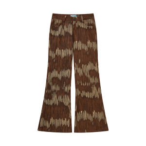 Chemical Girl H2 Retro Print Flared Pants High Waist Slimming Casual Trousers Womens Fashion Summer 2025 Cotton Polyester Blend