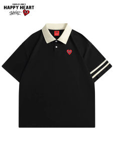 CHARLES JANGS HAPPY HEART | Heart Embroidery Casual Couple T-shirt