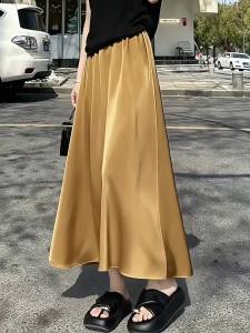 Elegant Acetate Satin Midi Skirt
