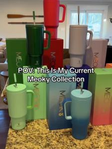 《302》Meoky 40oz Stainless Steel Tumbler Vacuum Coastal Blue Insulated Water Bottle for Home Office or Car Reusable Cup Leak Resistant