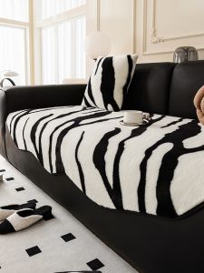 ฤดูใบไม้ร่วง ฤดูหนาว หนาขึ้น ขนกระต่ายกํามะหยี่โซฟาเบาะรองนั่ง กันลื่น Full Wrap โมเดิร์น เรียบง่าย สไตล์เครื่องซักผ้าความอบอุ่น