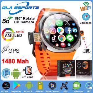 U8 Ultra 5G SIM Card WiFi Smartwatch NFC GPS Positioning Compass 32GB Smart Watch Men HD 180°Rotating Camera Sport Watch 7 Ultra