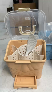 Premium Kitchen Cutlery Organizer with Transparent Lid Drain Tray Food Grade Plastic Storage Box