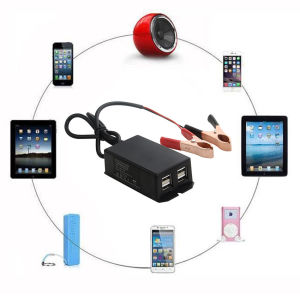 4USB Charger HP Aki Motor Casan TC Aki Cas Anti 5V 3A Output USB Power Air Waterproof Universal